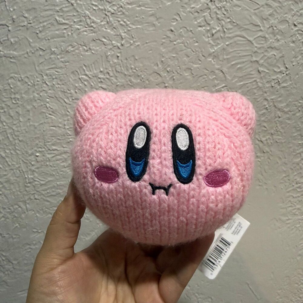 TOMY Nuiguru Knit Kirby Plush - Hovering Kirby Plushie - Crochet Plush toy